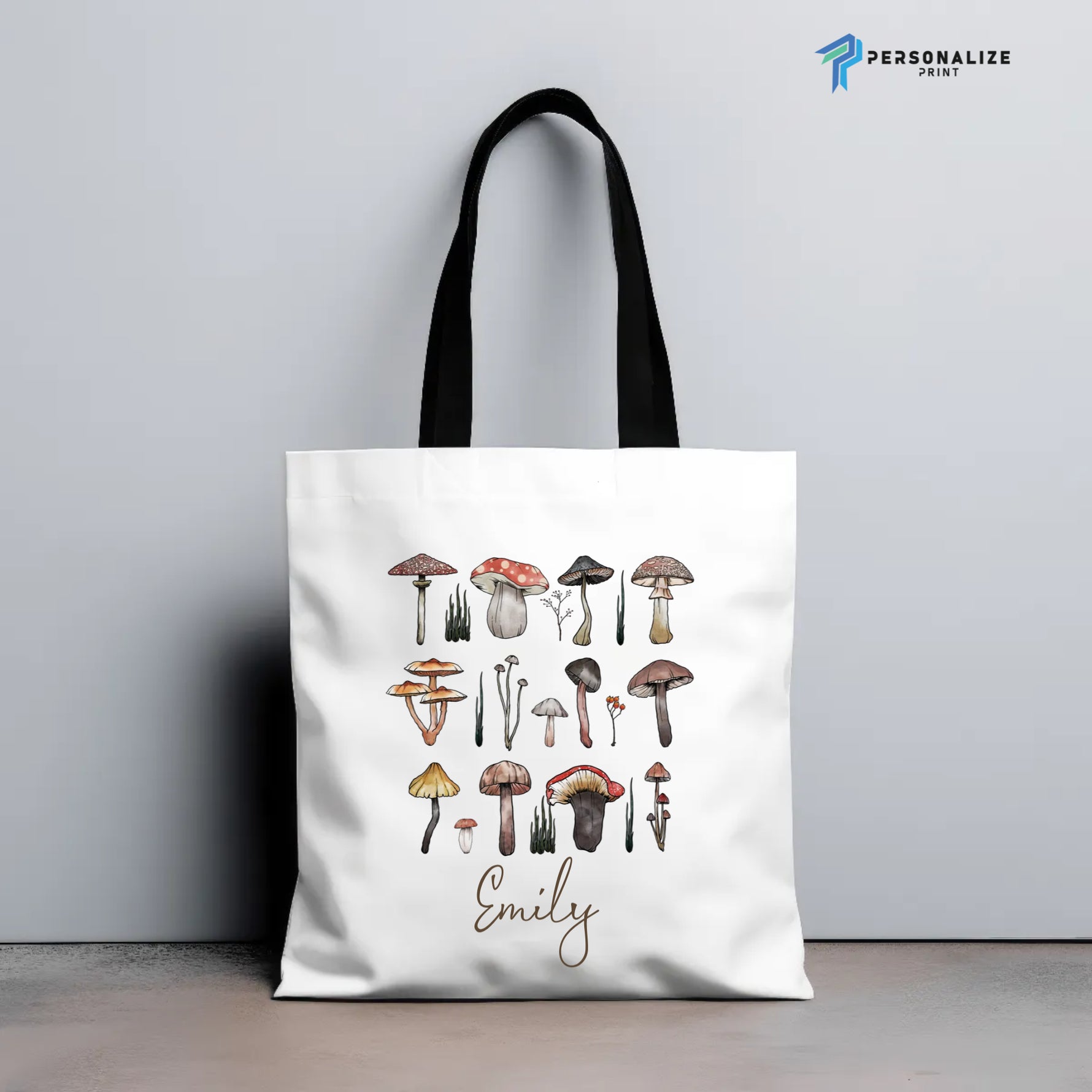 Personalized Mushroom Design Custom Name Tote Bag -  Tote Bag AOP