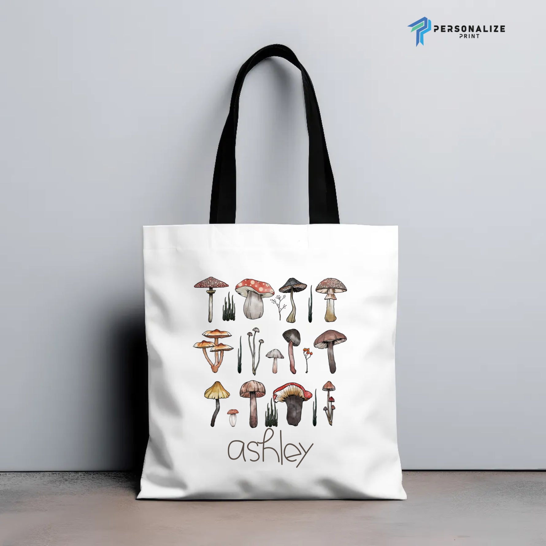 Personalized Mushroom Design Custom Name Tote Bag -  Tote Bag AOP