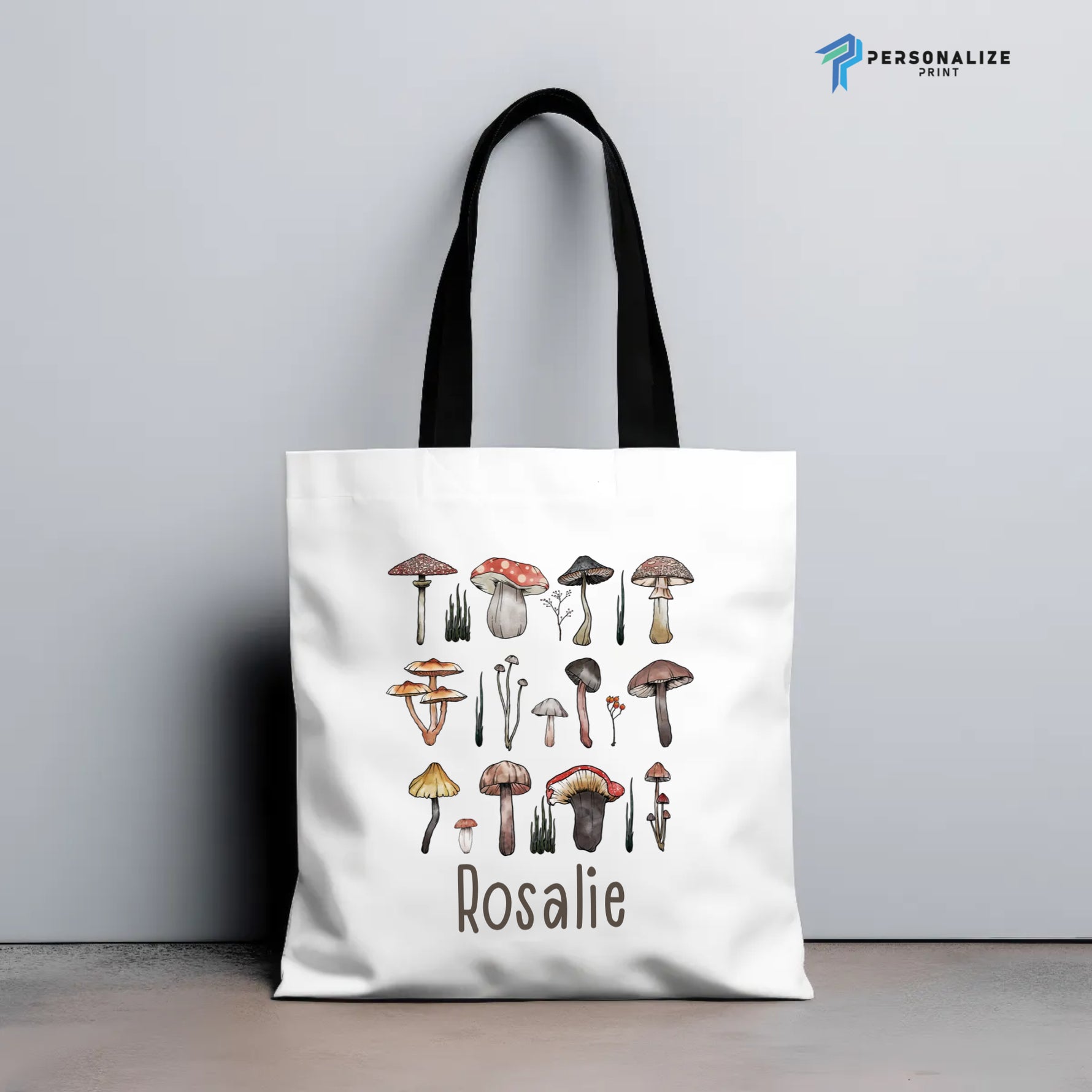 Personalized Mushroom Design Custom Name Tote Bag -  Tote Bag AOP