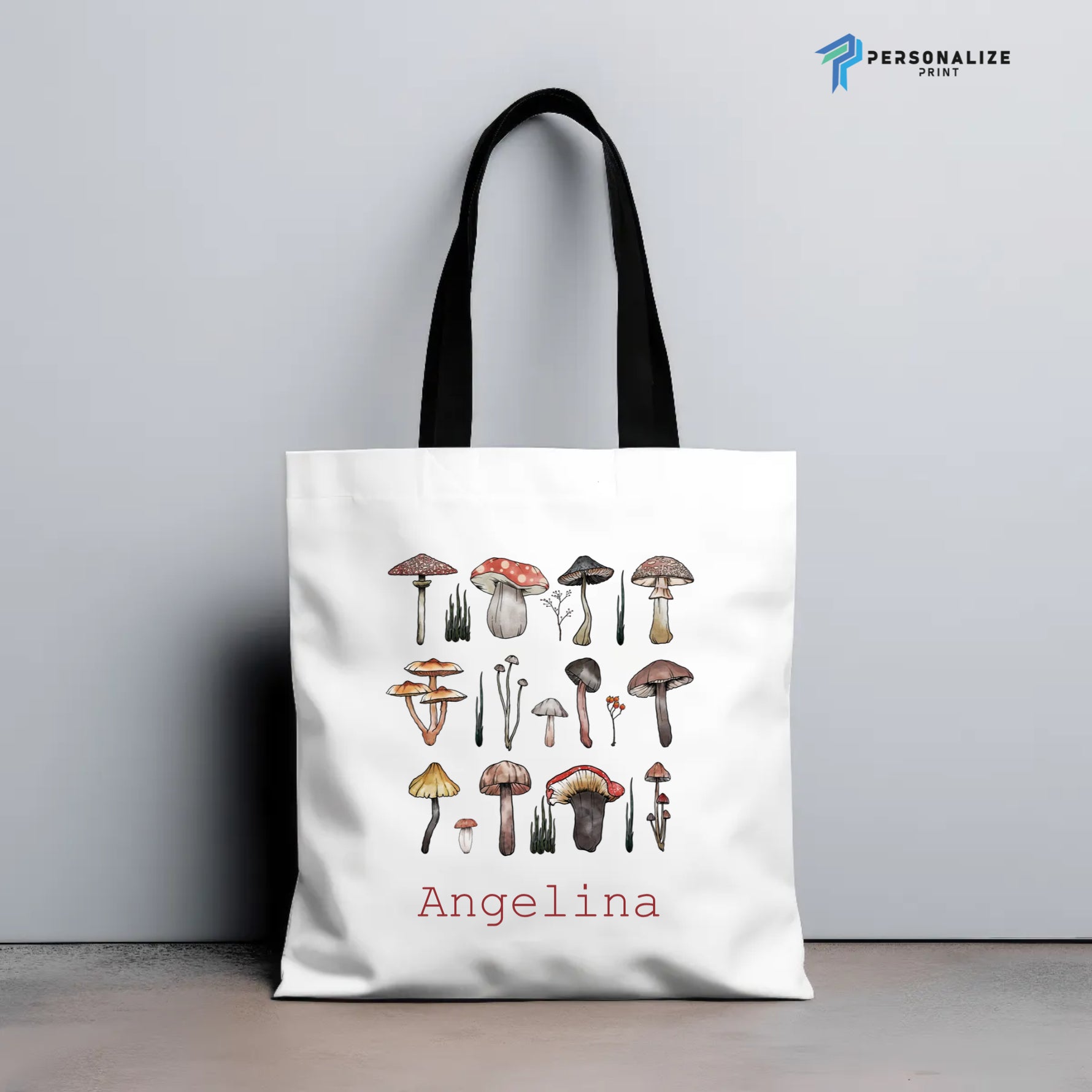 Personalized Mushroom Design Custom Name Tote Bag -  Tote Bag AOP