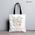 Wildflowers Custom Name Tote Bag AOP Flowered Tote Bags -  Tote Bag AOP Personalize Print