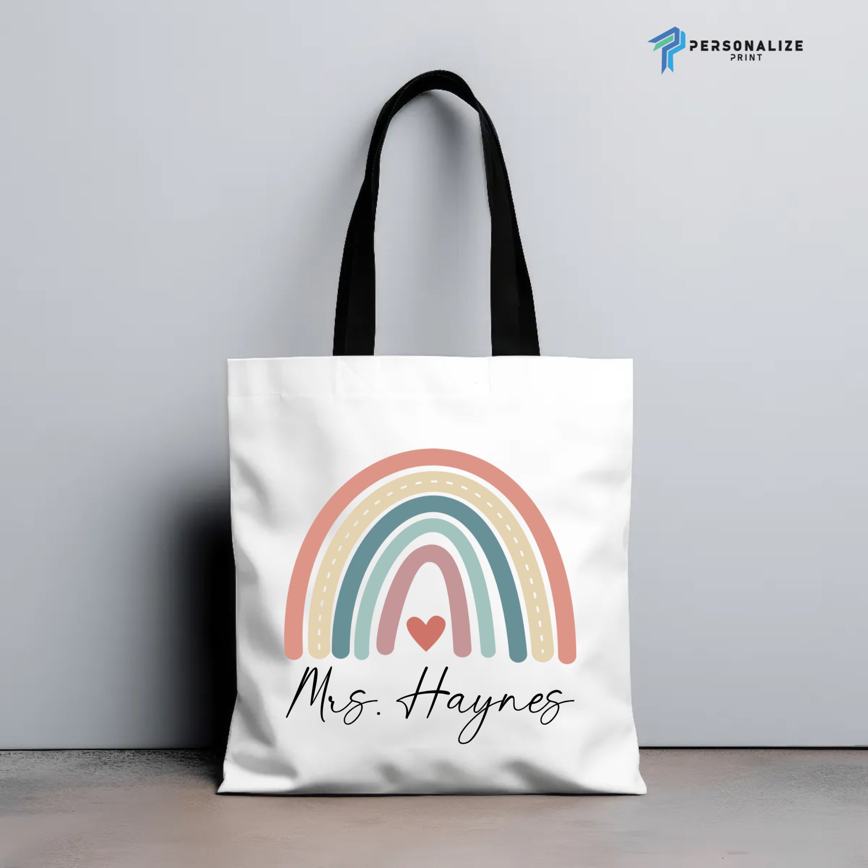 Rainbow Design Custom Name Tote Bag,Personalized Gift -  Tote Bag AOP