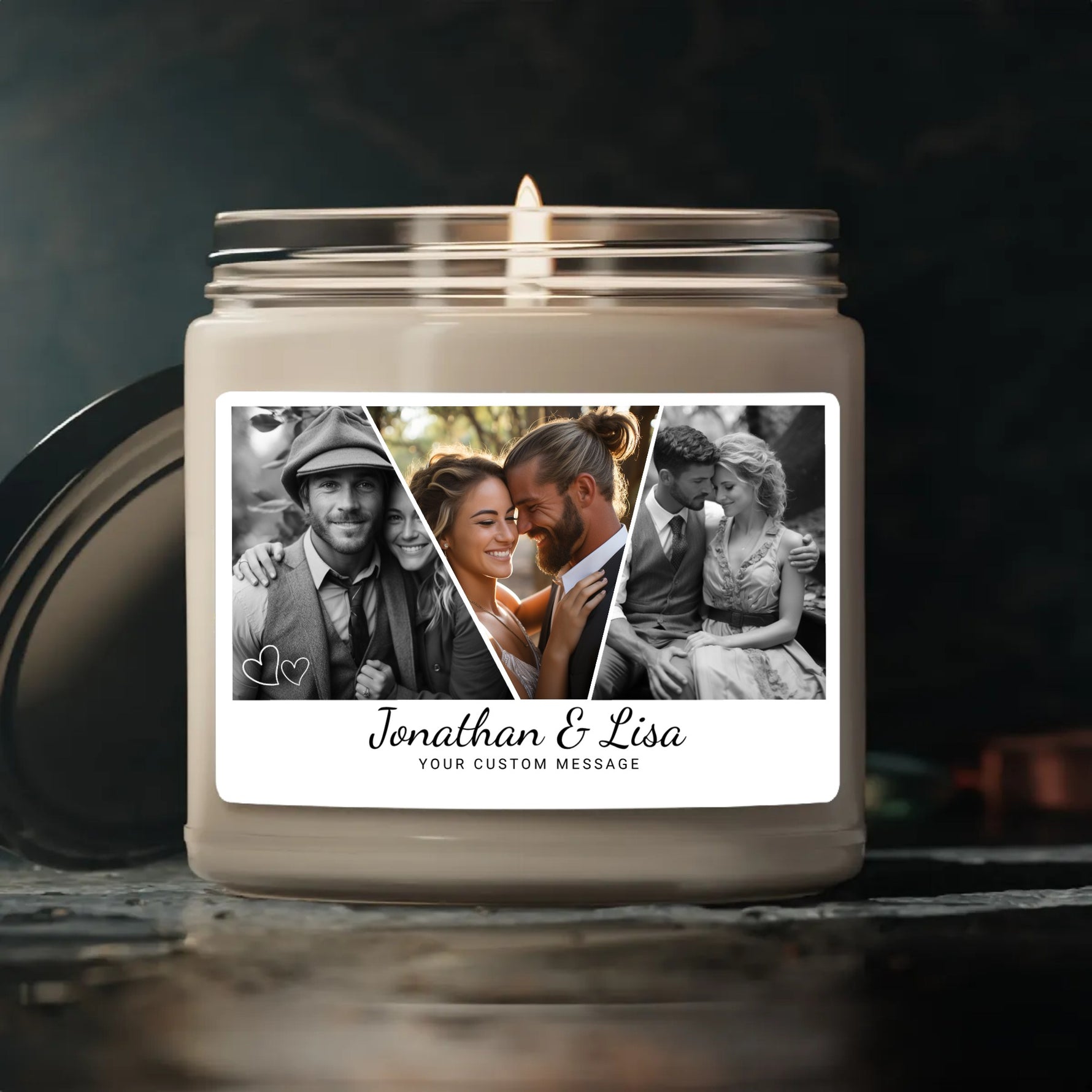 Custom Text and Photo, Personalized Candle -  9oz Candle