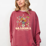 Personalizable Groovy Grandma With Grandkid Names -  Comfort Colors Sweatshirt Personalize Print