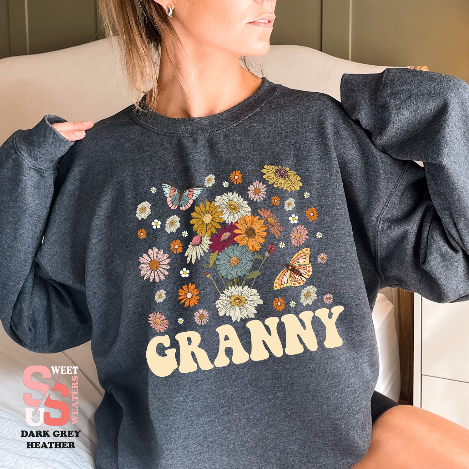 Retro Granny Sweatshirt, Floral Grandmother, Mothers Day Gift