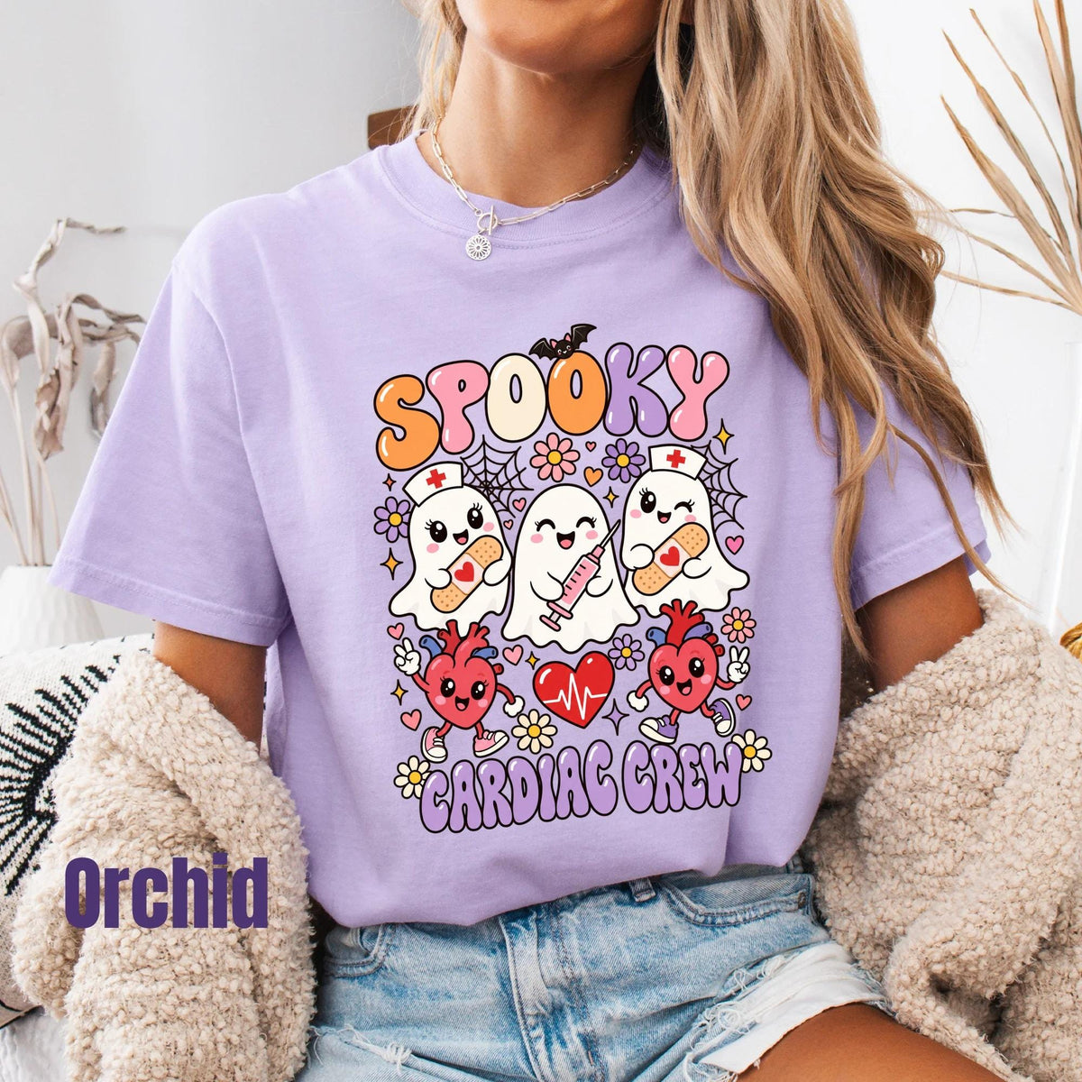 Comfort Colors Spooky Cardiac Crew Shirt, CVICU Nurse Halloween Tee, Cardiology ICU Squad Apparel
