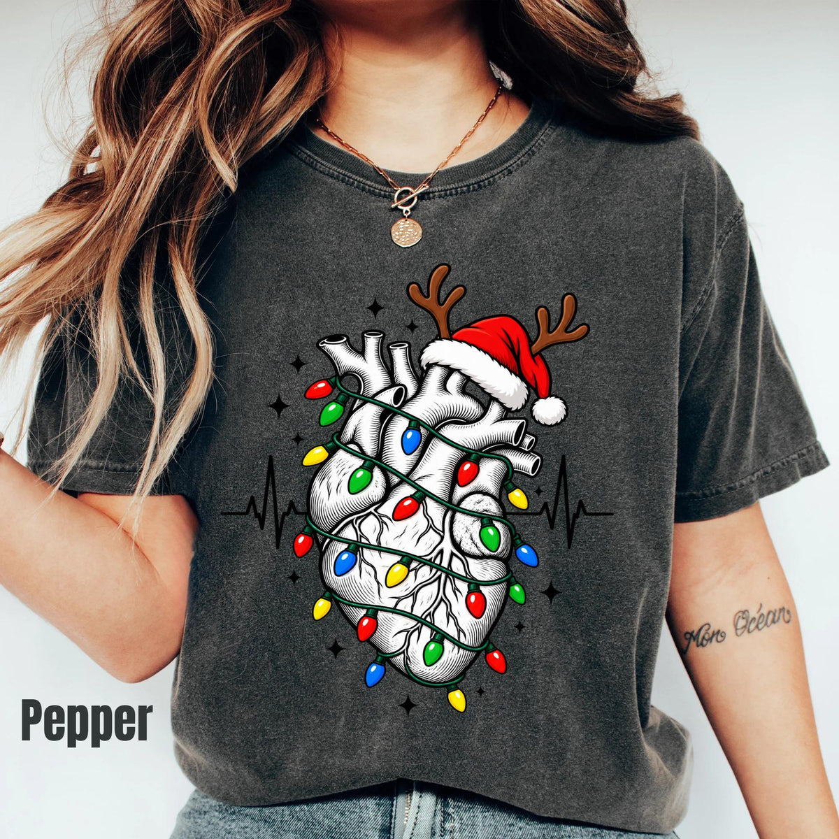 Cardiac Nurse Christmas Comfort Colors Shirt, Cardiology ICU Holiday Crewneck Tee for Healthcare Women