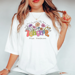 Personalized Floral Teacher Name Shirt -  Comfort Colors Tee Personalize Print