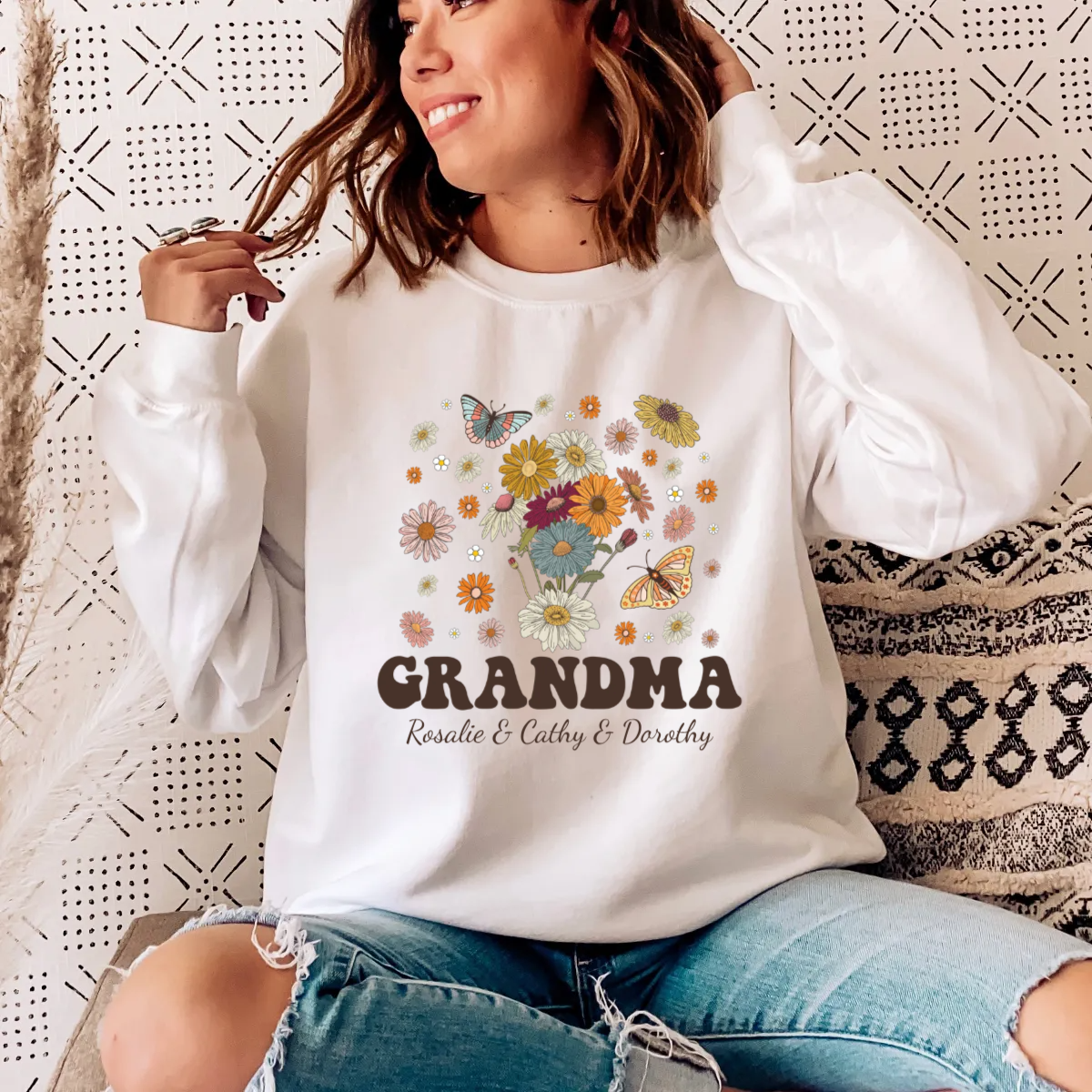 Personalized Grandma Shirt With Names Grandma Sweatshirt -  Sweatshirt