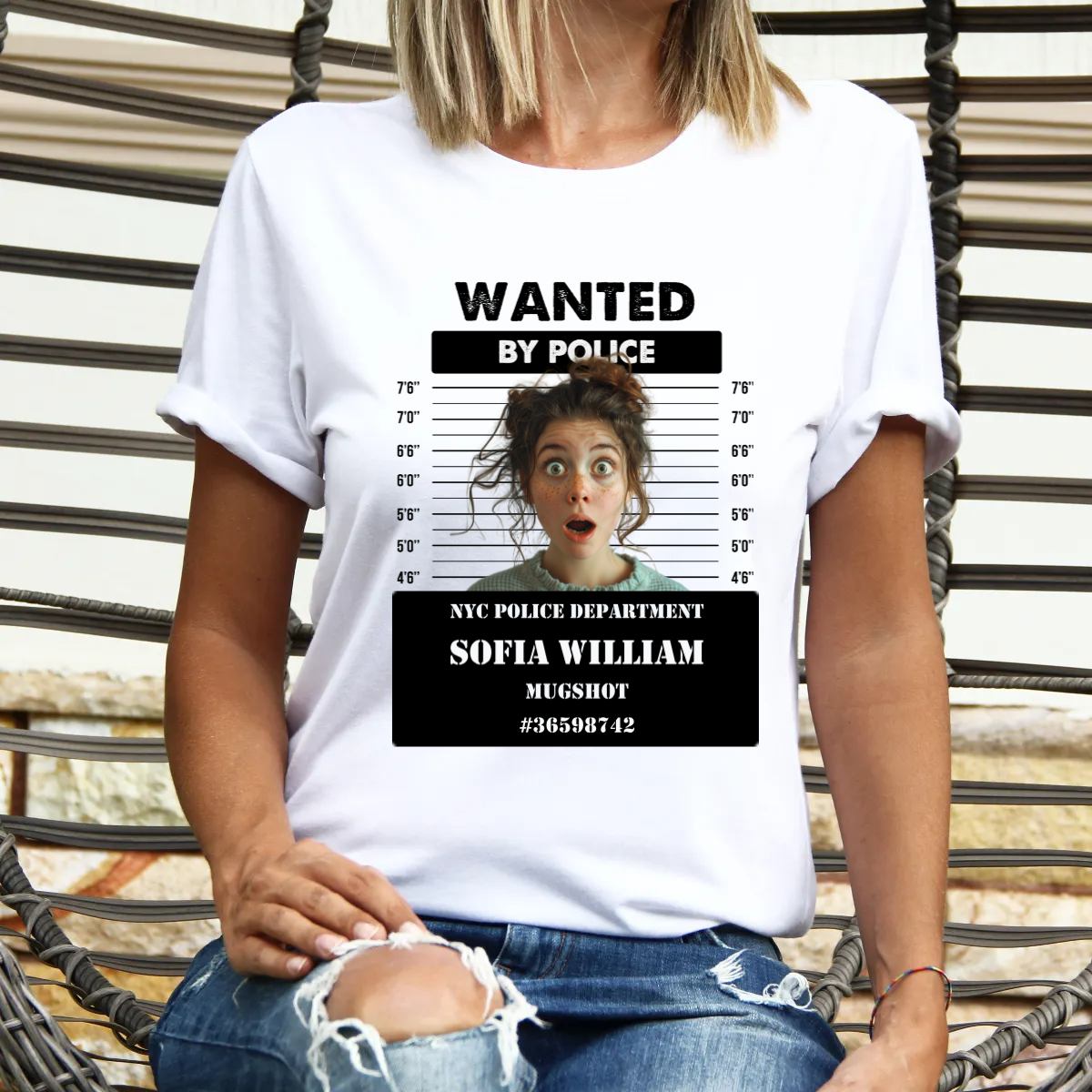 Personalized Wanted by Police Funny Shirt -  Unisex T-Shirt