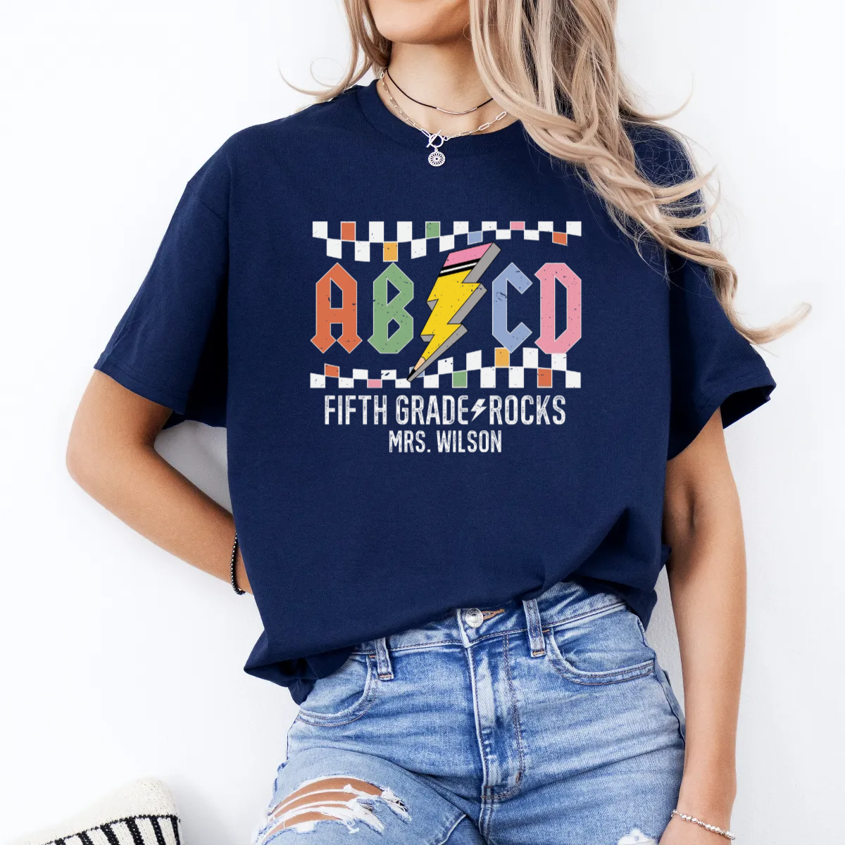 Personalized ABCD Teacher Name Shirt -  Unisex T-Shirt