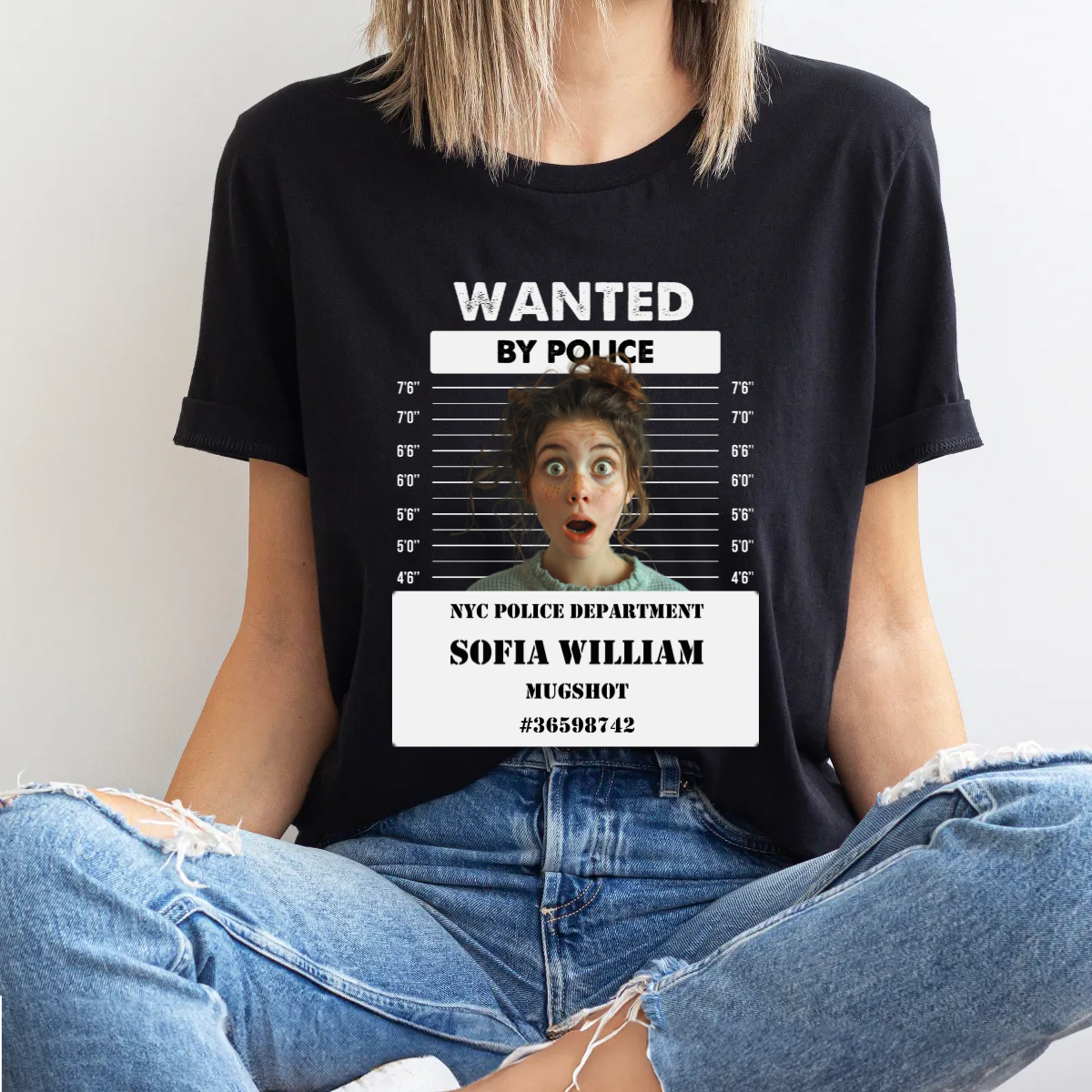 Personalized Wanted by Police Funny Shirt -  Unisex T-Shirt