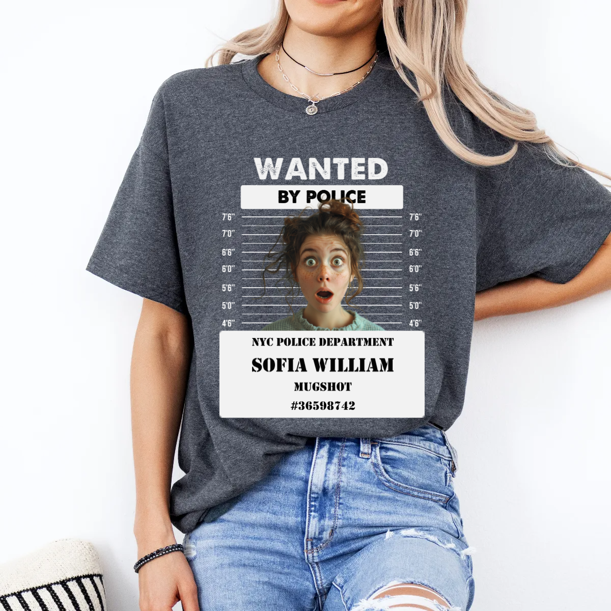 Personalized Wanted by Police Funny Shirt -  Unisex T-Shirt