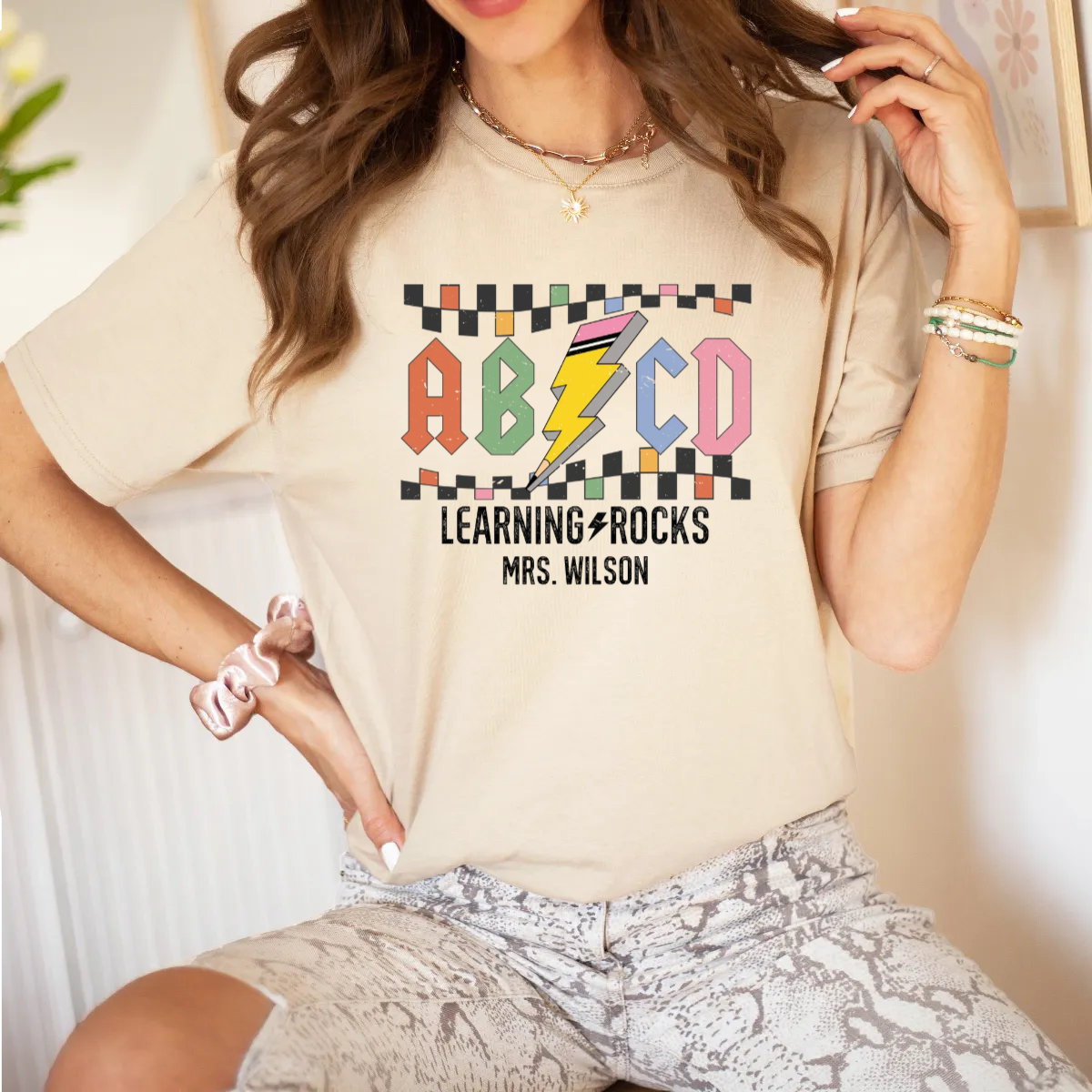 Personalized ABCD Teacher Name Shirt -  Unisex T-Shirt