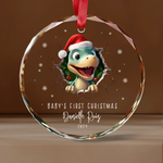 Personalized Baby's First Christmas Animal Design Glass Ornament -  Christmas Ornaments Personalize Print