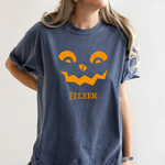 Personalized Pumpkin Face Shirt, Custom Halloween Shirt Gift Idea -  Comfort Colors Tee Personalize Print