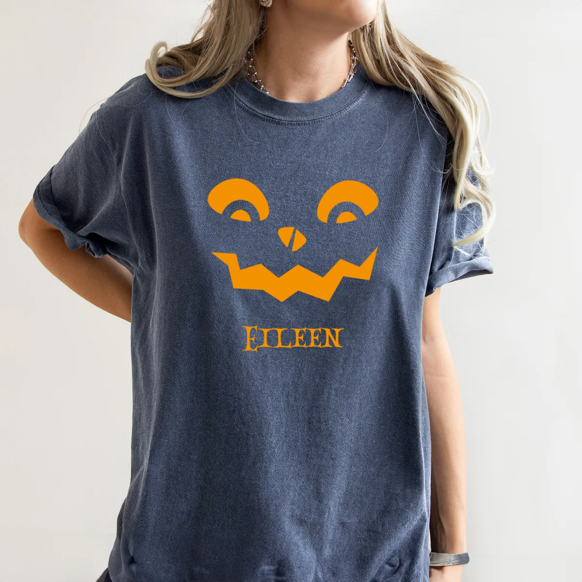 Personalized Pumpkin Face Shirt, Custom Halloween Shirt Gift Idea -  Comfort Colors Tee