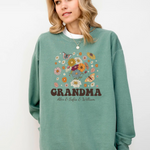 Personalizable Groovy Grandma With Grandkid Names -  Comfort Colors Sweatshirt Personalize Print