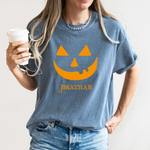 Personalized Pumpkin Face Shirt, Custom Halloween Shirt Gift Idea -  Comfort Colors Tee Personalize Print