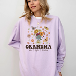 Personalizable Groovy Grandma With Grandkid Names -  Comfort Colors Sweatshirt Personalize Print