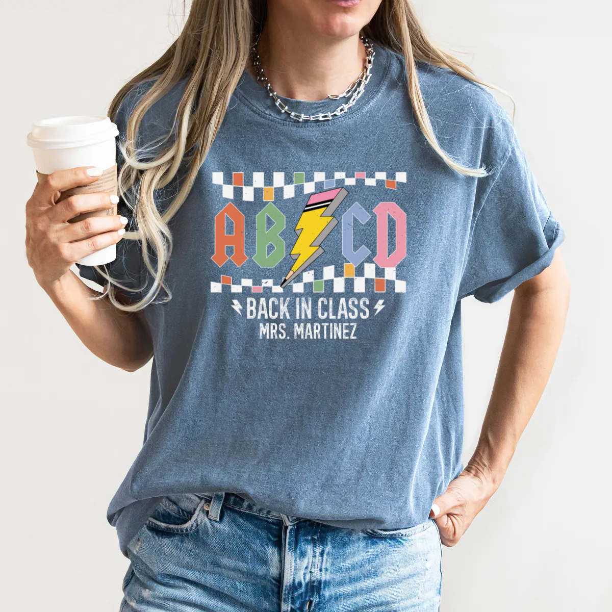 Custom Retro ABCD Teacher Name Shirts -  Comfort Colors Tee