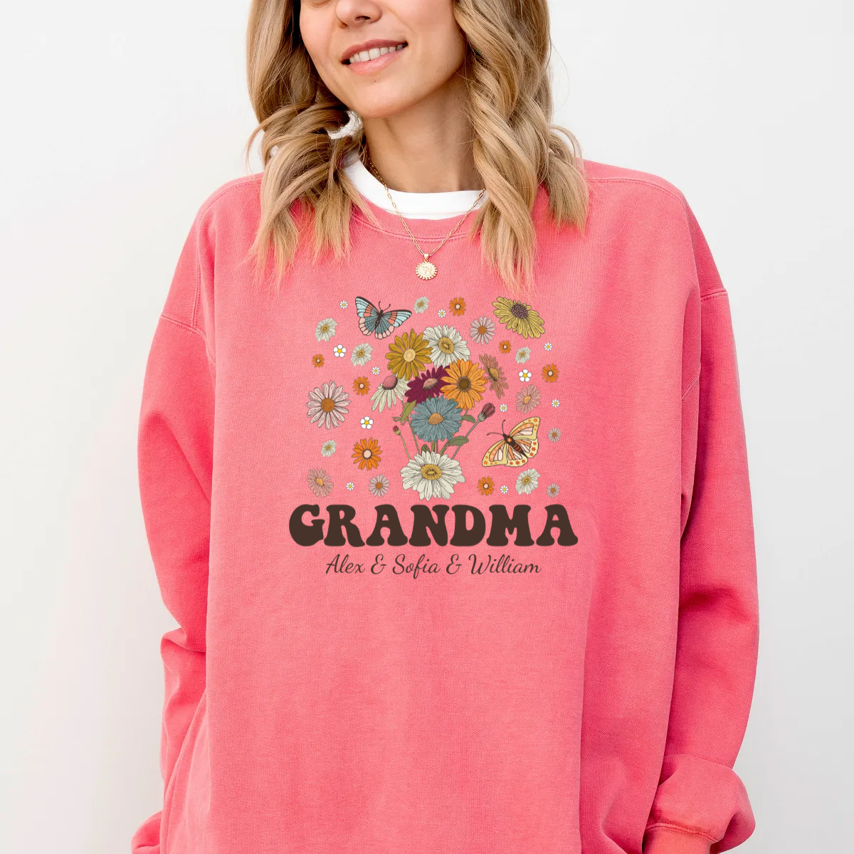 Personalizable Groovy Grandma With Grandkid Names -  Comfort Colors Sweatshirt