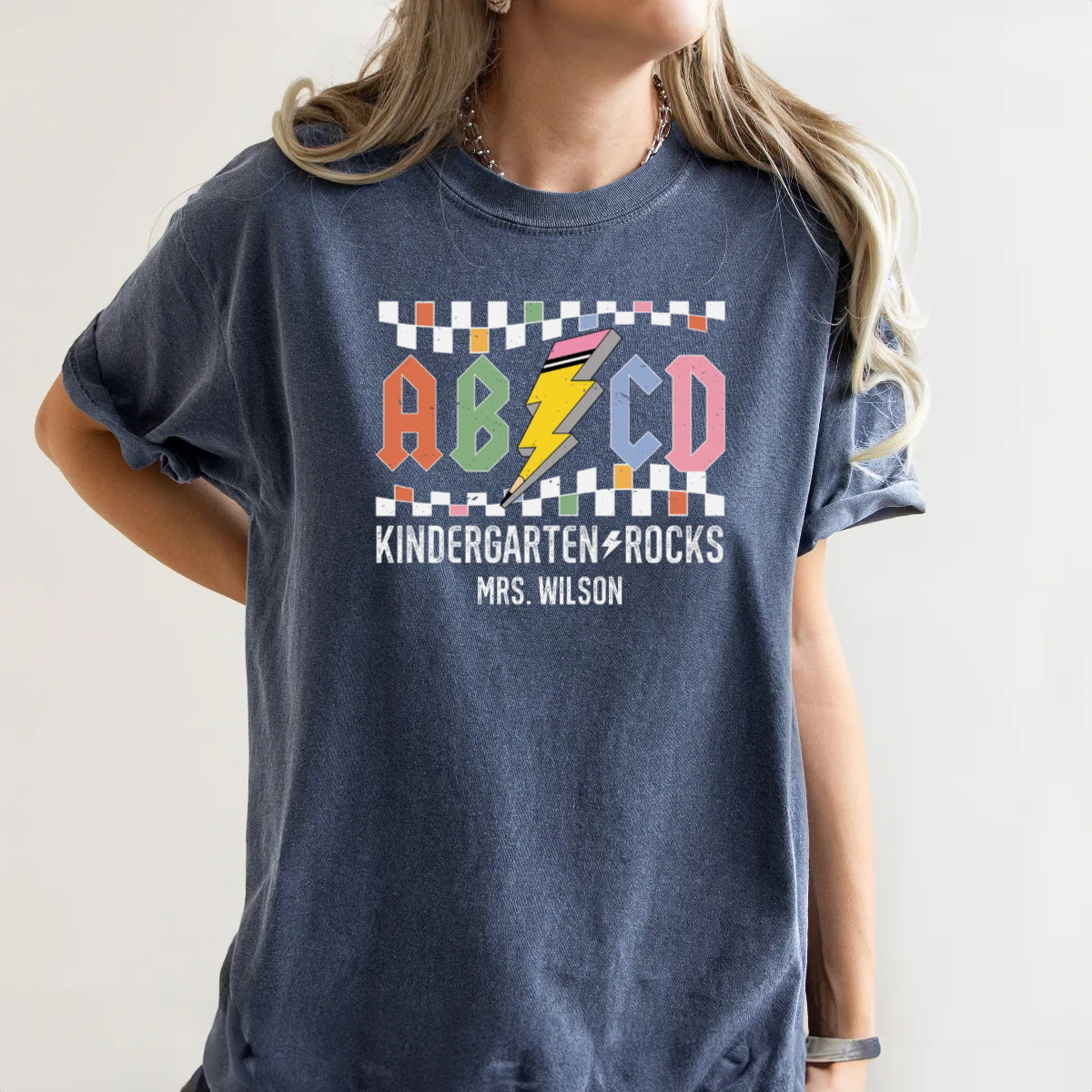 Custom Retro ABCD Teacher Name Shirts -  Comfort Colors Tee