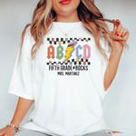 Custom Retro ABCD Teacher Name Shirts -  Comfort Colors Tee Personalize Print