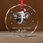 Personalized Baby's First Christmas Animal Design Glass Ornament -  Christmas Ornaments Personalize Print