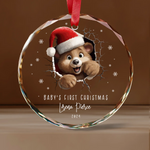 Personalized Baby's First Christmas Animal Design Glass Ornament -  Christmas Ornaments Personalize Print