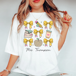 Custom Teacher Coquette Shirt, Back To School -  Comfort Colors Tee Personalize Print