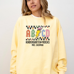 Personalized Abcd Teacher Sweatshirt -  Comfort Colors Sweatshirt Personalize Print