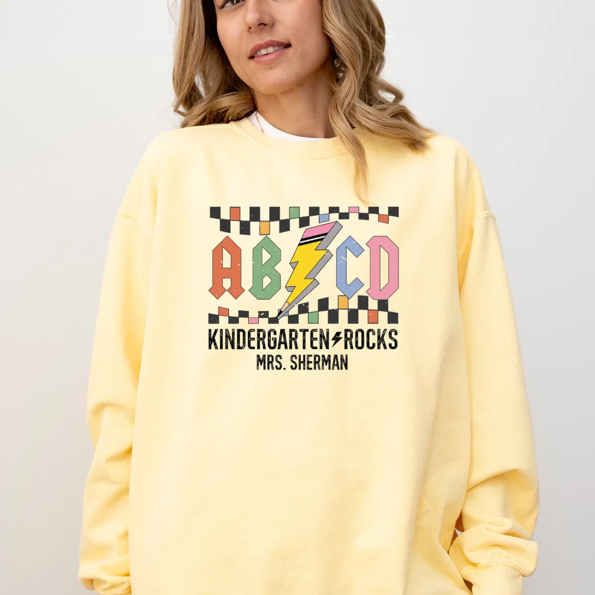 Personalized Abcd Teacher Sweatshirt -  Comfort Colors Sweatshirt