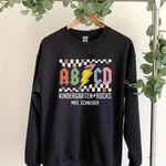 Custom Teacher Sweatshirt, Retro ABCD Teacher Name -  Sweatshirt Personalize Print