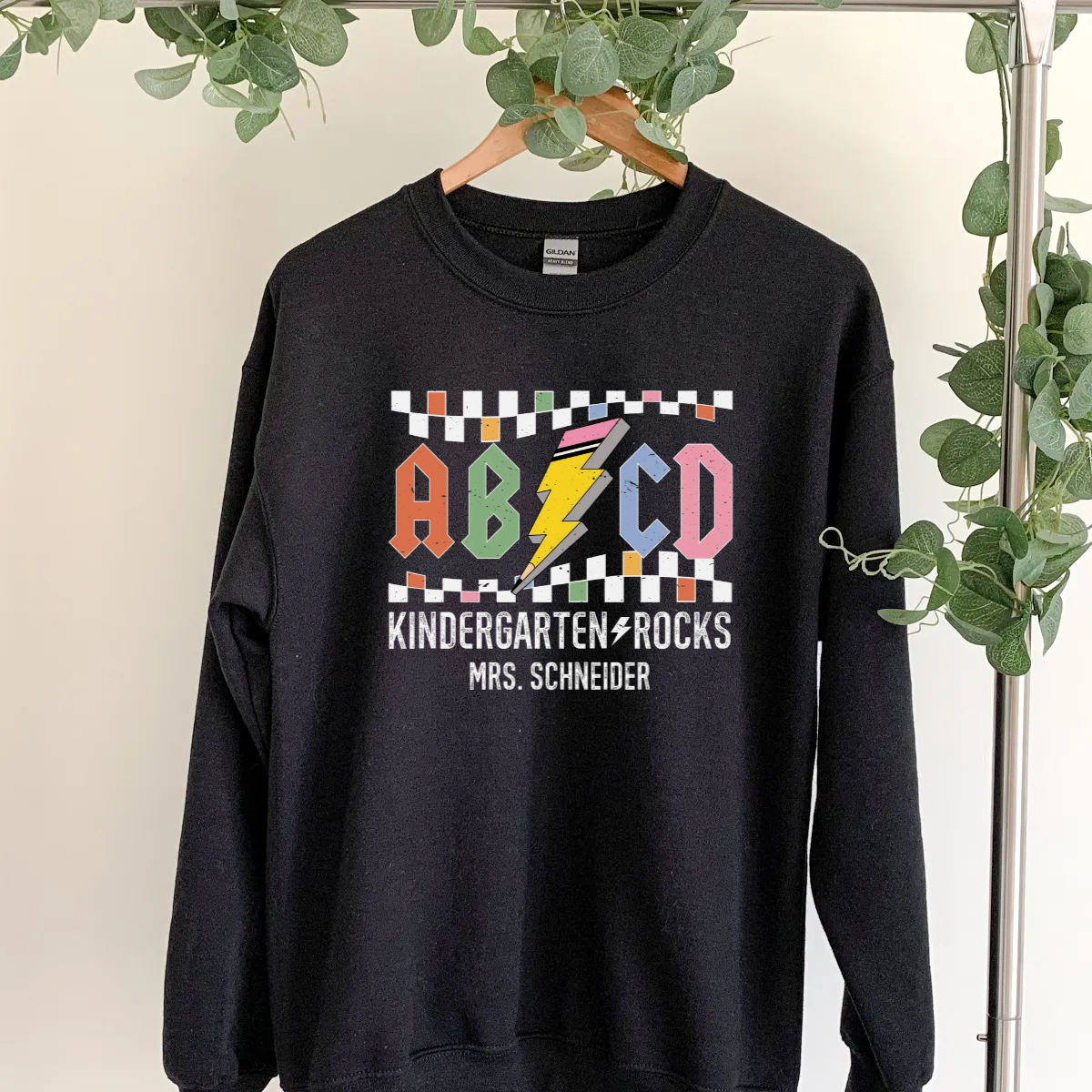 Custom Teacher Sweatshirt, Retro ABCD Teacher Name -  Sweatshirt