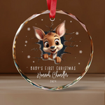 Personalized Baby's First Christmas Animal Design Glass Ornament -  Christmas Ornaments Personalize Print