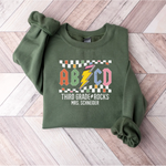 Custom Teacher Sweatshirt, Retro ABCD Teacher Name -  Sweatshirt Personalize Print