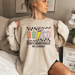 Custom Teacher Sweatshirt, Retro ABCD Teacher Name -  Sweatshirt Personalize Print