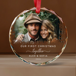 Personalized Our First Christmas Married Glass Ornament -  Christmas Ornaments Personalize Print