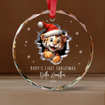 Personalized Baby's First Christmas Animal Design Glass Ornament -  Christmas Ornaments Personalize Print