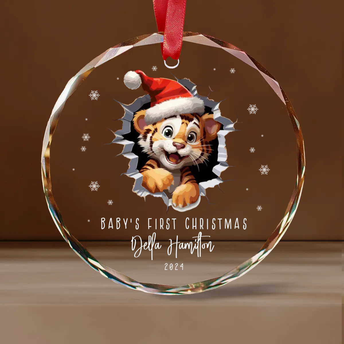 Personalized Baby's First Christmas Animal Design Glass Ornament -  Christmas Ornaments