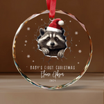 Personalized Baby's First Christmas Animal Design Glass Ornament -  Christmas Ornaments Personalize Print