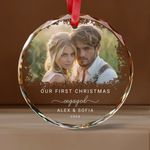 Personalized Our First Christmas Married Glass Ornament -  Christmas Ornaments Personalize Print