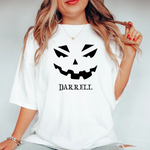 Personalized Pumpkin Face Shirt, Custom Halloween Shirt Gift Idea -  Comfort Colors Tee Personalize Print