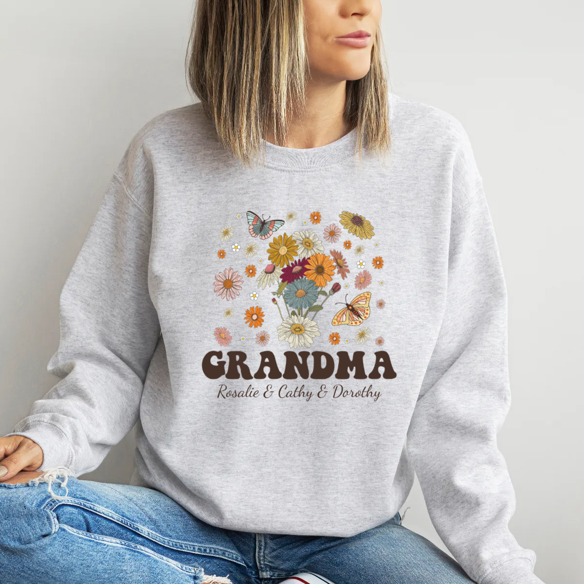 Personalized Grandma Shirt With Names Grandma Sweatshirt -  Sweatshirt